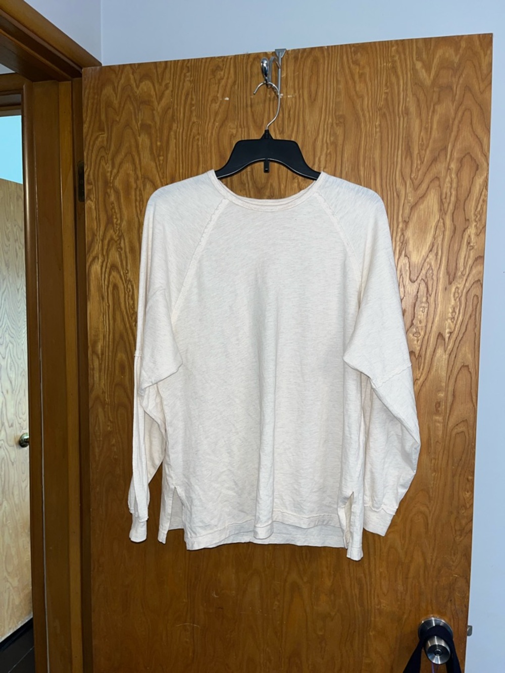 aerie Long Sleeve Crewneck Top in Light Cream